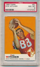 1969 Topps Football Dick Witcher (Rookie Card) (#91) PSA8 PSA (#02). rookie card picture
