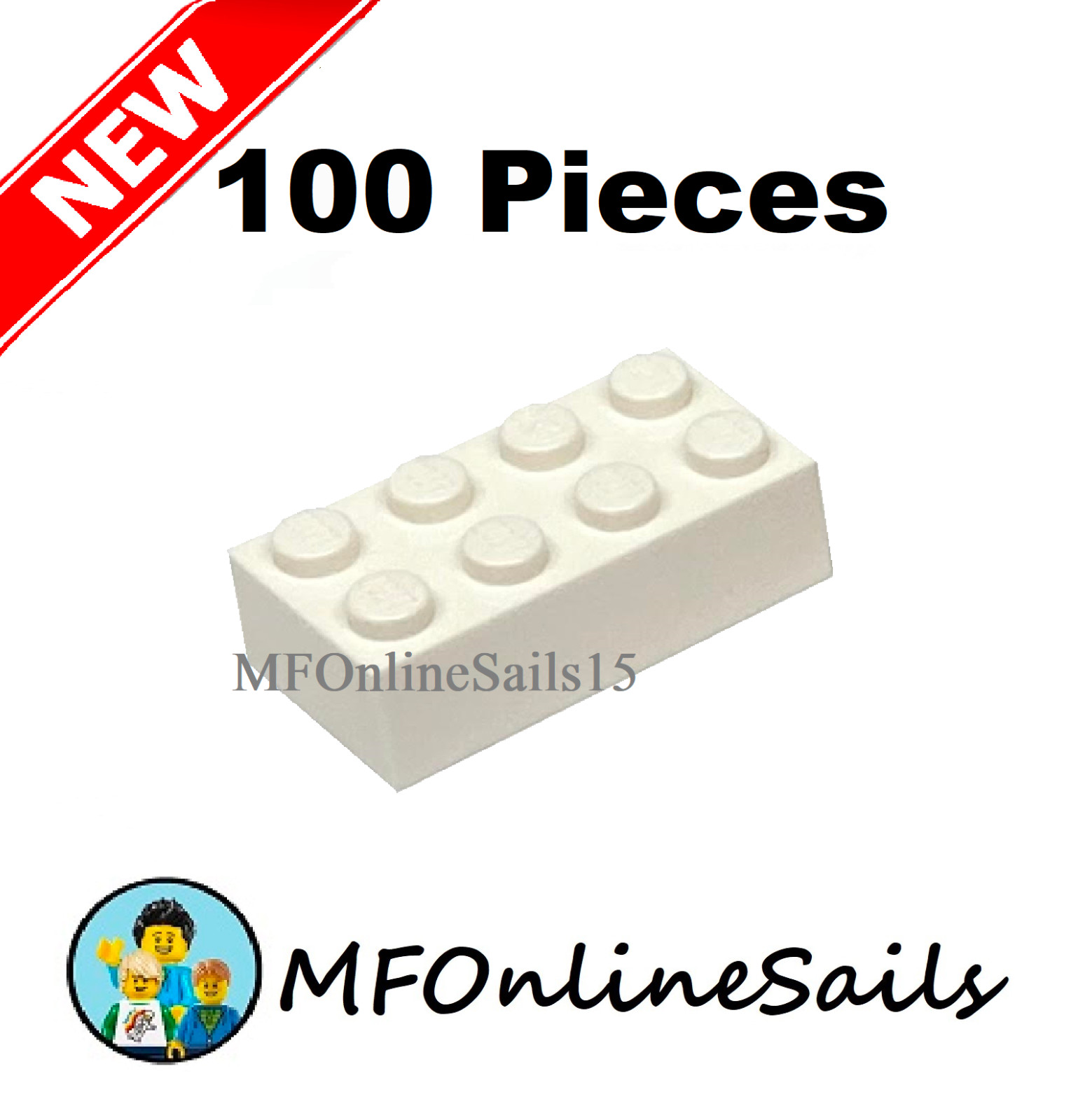 Genuine LEGO White 2x4 Bricks Part #3001 100 Pieces 220g