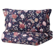 Ikea NASSELKLOCKA Twin Duvet cover and pillowcase blue/floral pattern - NEW