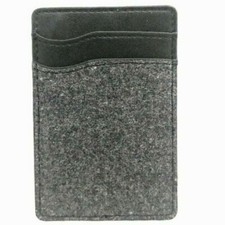 Stick On Wallet Cell Phone Gray Adhesive Card Case holder Faux Leather Bespoke