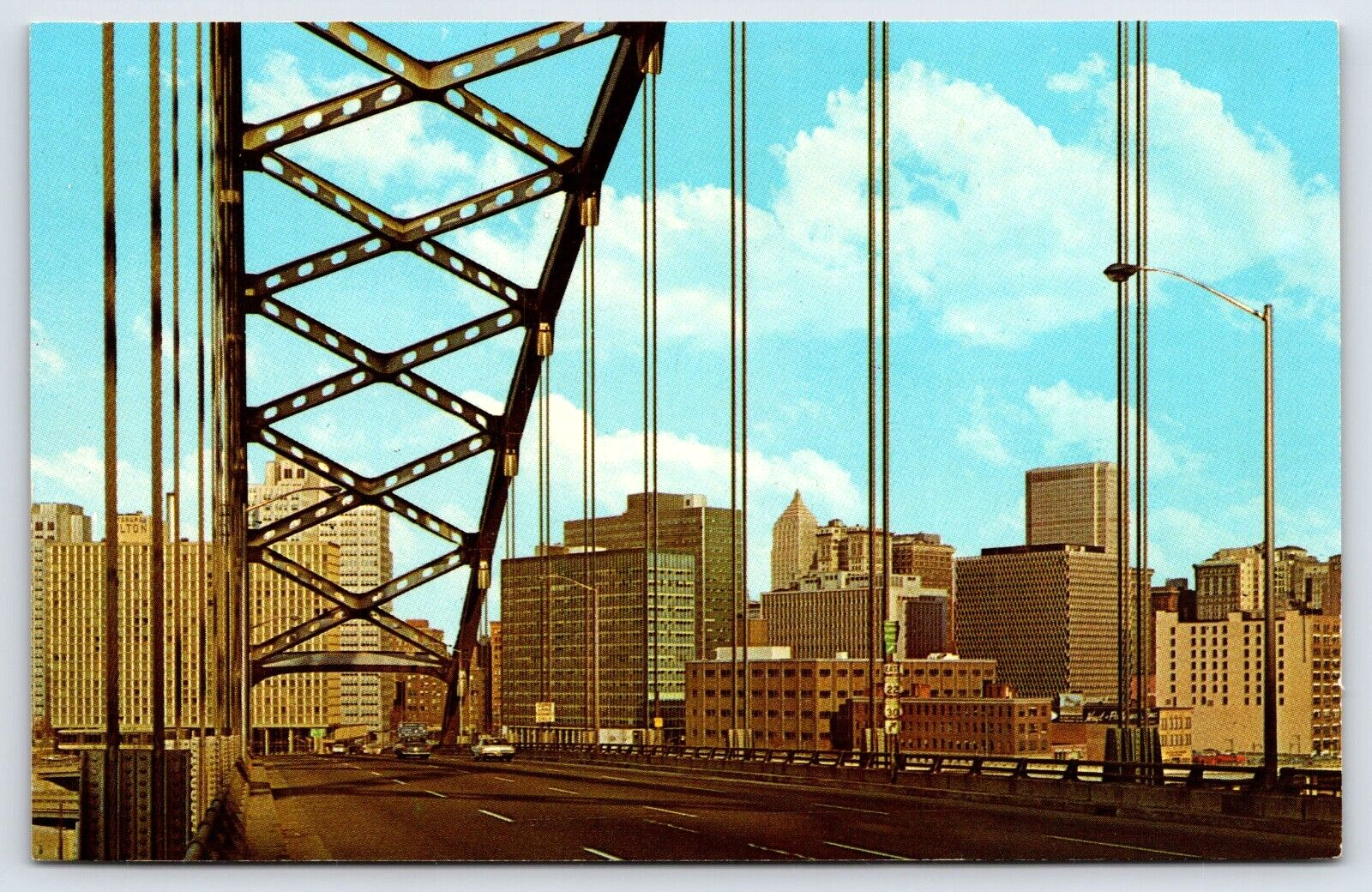 Original Old Vintage Postcard Photo Bridge Downtown Pittsburg Pennsylvania USA
