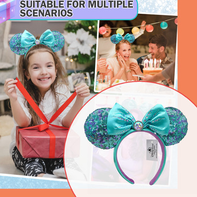 Disneys Parks Teal Jeweled Sequin Bow Mickey 2025 Minnie  display picture 2