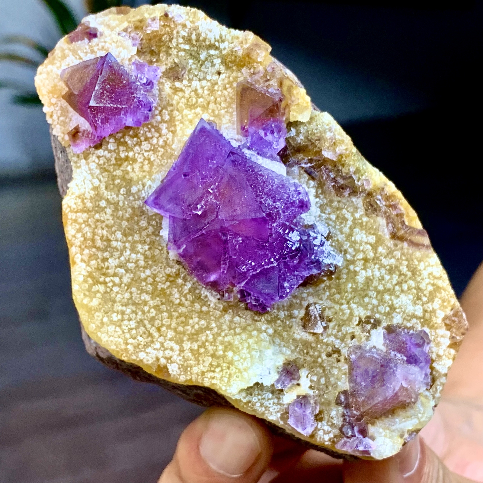 349G rare transparent Purple cubic fluorite mineral crystal sample/China-