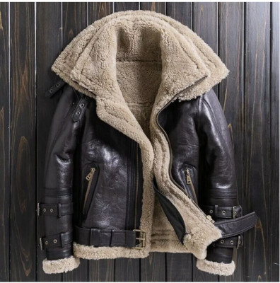 Men's RAF Aviator Pilot B3 Flying Bomber Shearling Fur Irvin Real Leather Jacket