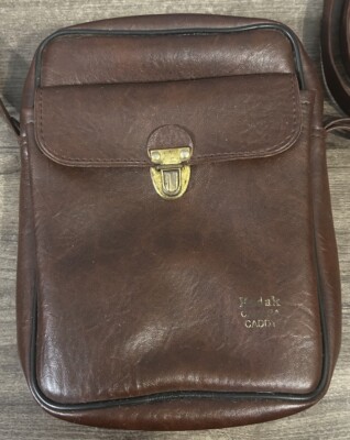Vintage vegan leather Kodak camera bag carry bag tote bag multi use 8x10x4 EVC