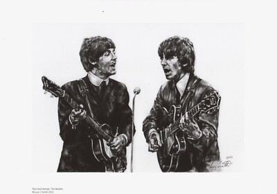 Paul McCartney George Harrison Art - Limited Edition Signed Print Fine Rock Fans