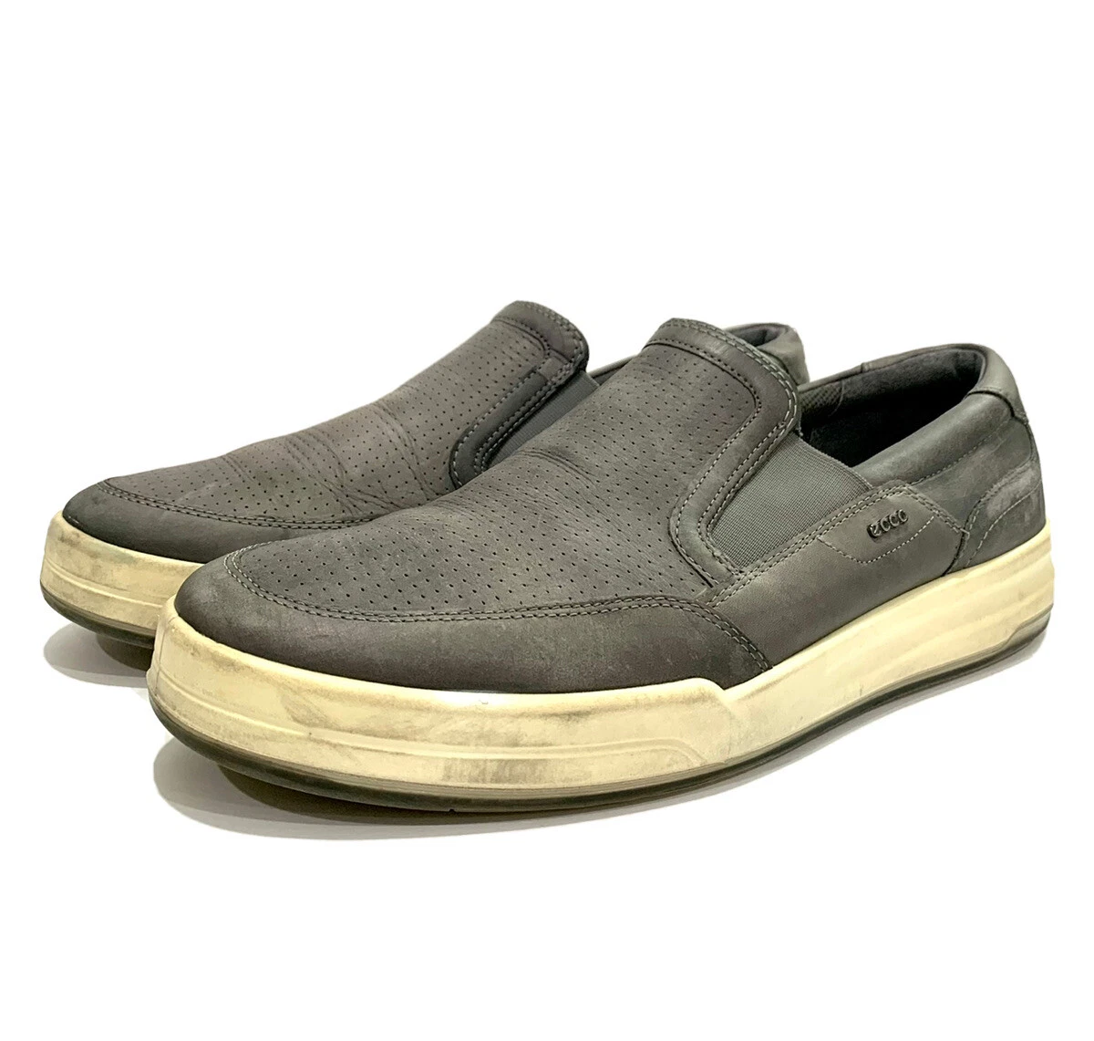 ECCO JACK PERFORMANCE SLIP ON SNEAKER Gray Leather shoes size 45 |