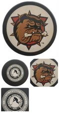 HAMILTON BULLDOGS OFFICIAL AHL HOCKEY PUCK VEGUM MFG. MADE IN SLOVAKIA 