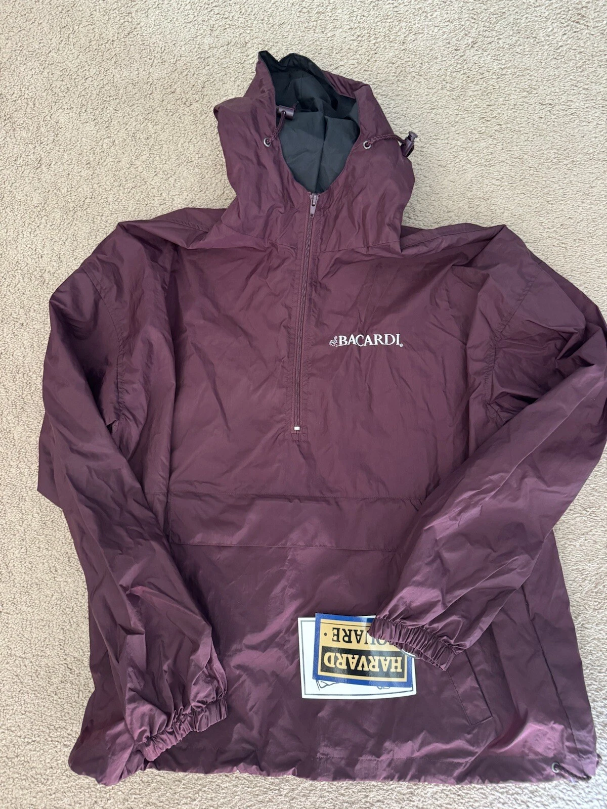 NOS Vintage Bacardi Rum Lightweight Windbreaker Jacket Harvard Square Large