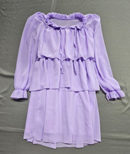 Casual Long Sleeve Children Dress Purple 12Y-13Y Girls Lace Ruffles Kid Girls