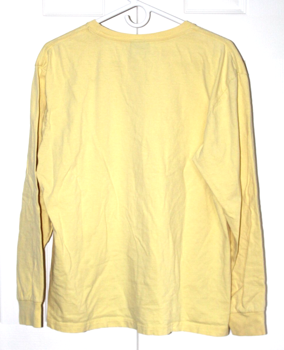 PONY Polo Ralph Lauren gialla manica lunga 100% cotone t shirt uomo taglia media