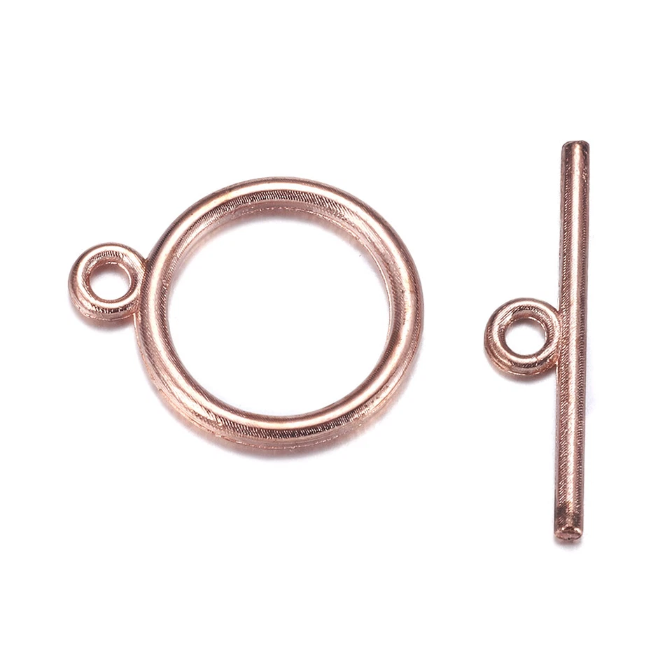 20 Sets Tibetan Alloy Ring Toggle Clasps Rose Gold Nickel Free Findings 15x21mm - Image 2 of 3