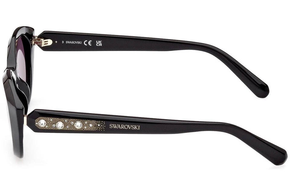 Gafas de sol Swarovski SK 384 01A negro satinado ovalado de plástico marco 53-18-140 piedras Foto 2 de 3