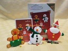 Hallmark 2005 Joyful Jumping Jacks Santa Snowman Register-to-Win RTW Ornament