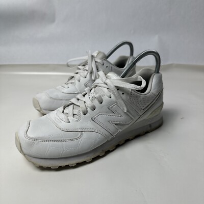 New Balance 574 Classics White Exotic Croc Leather Mens Sneakers