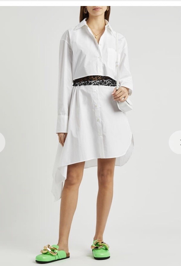 ワンピース J W ANDERSON WHITE POPLIN SHIRT DRESS JW Anderson Dress Lace Trimmed Poplin Shirt Dress UK 10 US 6
