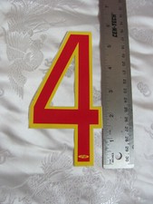 NOS BMX Racing Plate Vinyl Decal Sticker Number 4 FOUR Vintage 6" Red/Yellow