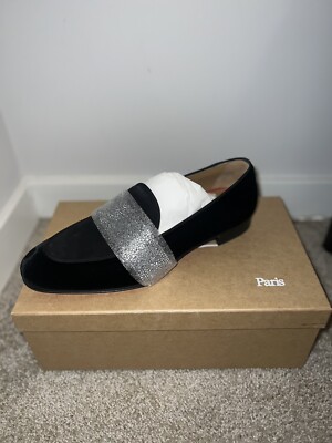 Christian Louboutin Nit Night Strass Suede Black Loafers