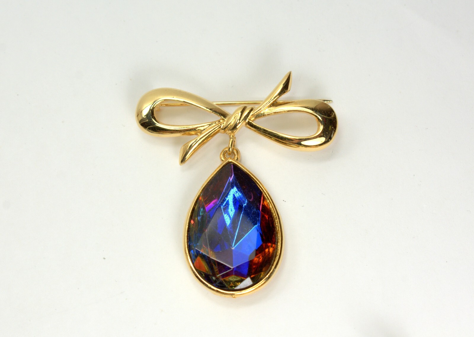 Statement Bow Brooch Pin Dangle Watermelon Rivoli… - image 3