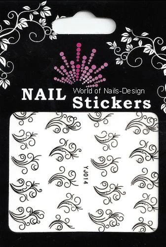 WORLD OF NAILS-DESIGN Feminin: 20 schwarze Wasser Nail Sticker "TRIBAL" YJ-014 ONE STROKE Gespiegelt