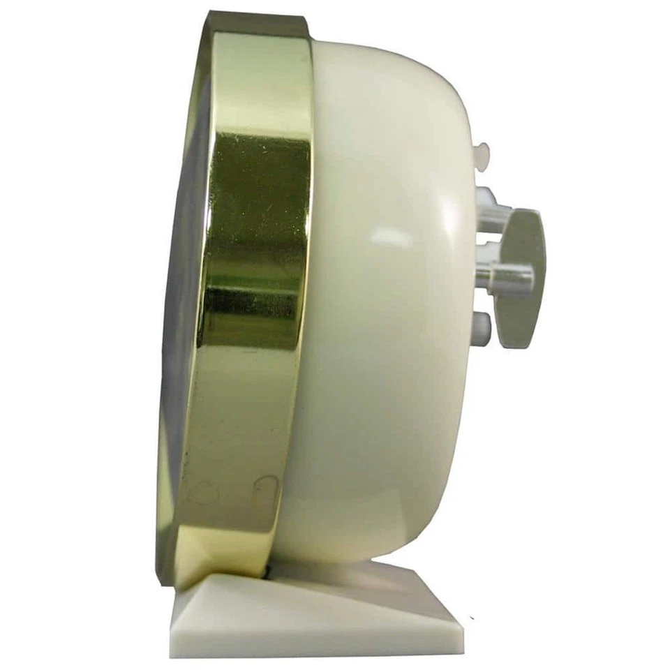 Keywind Analog Alarm Clock 4 in. Round Loud Bell Sound Gold Brass Metal Case - Image 3 of 4