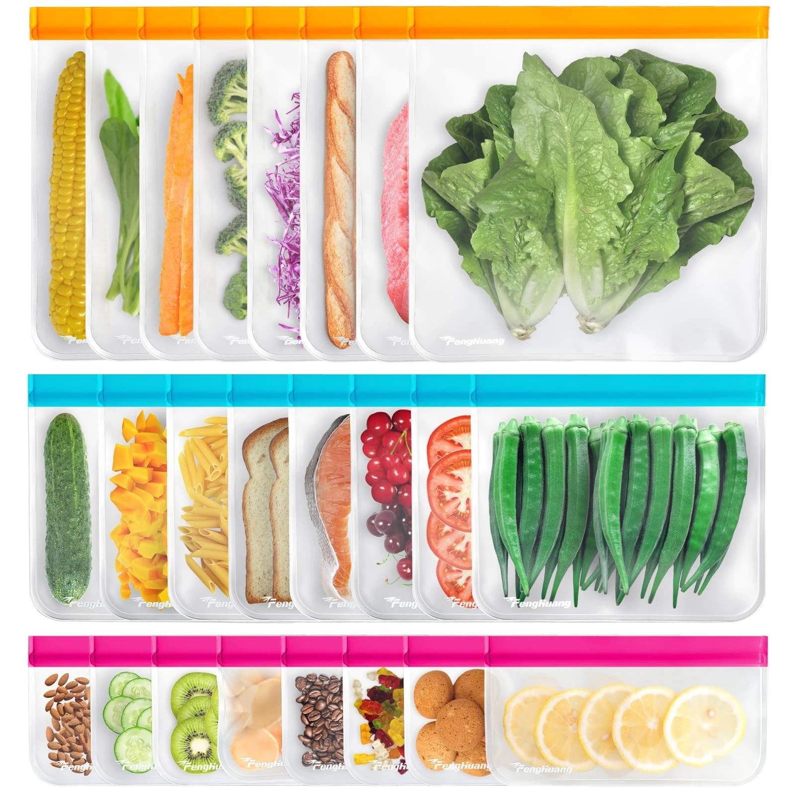 24 Reusable Food Storage Bags, Freezer Bags with Pack BPA FREE (8 Reusable Ga...
Opens in a new wind