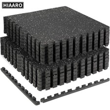 0.79in 48sqft Rubber EVA Interlocking Gym Mats 12 Tiles 24x24 Black/White Home