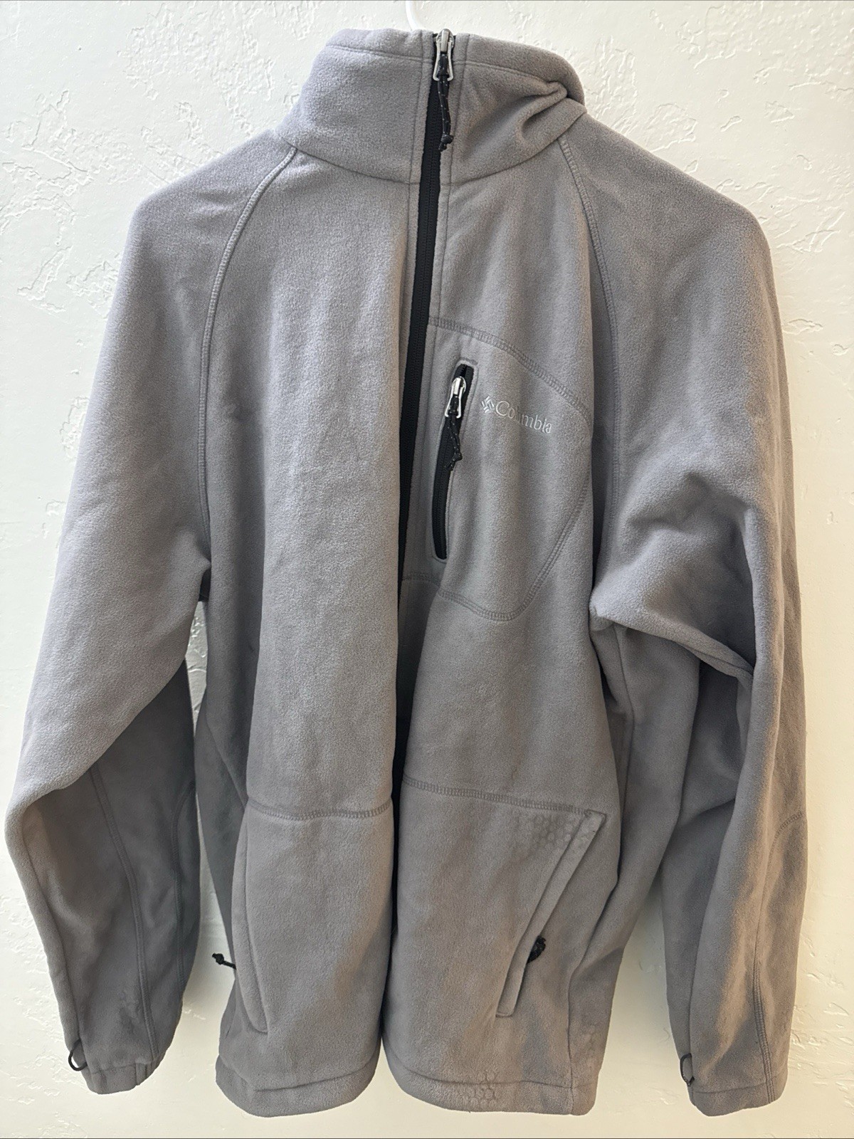 Columbia Interchange Gray Fleece Jacket Men's Size L Stand-Up Collar Zip