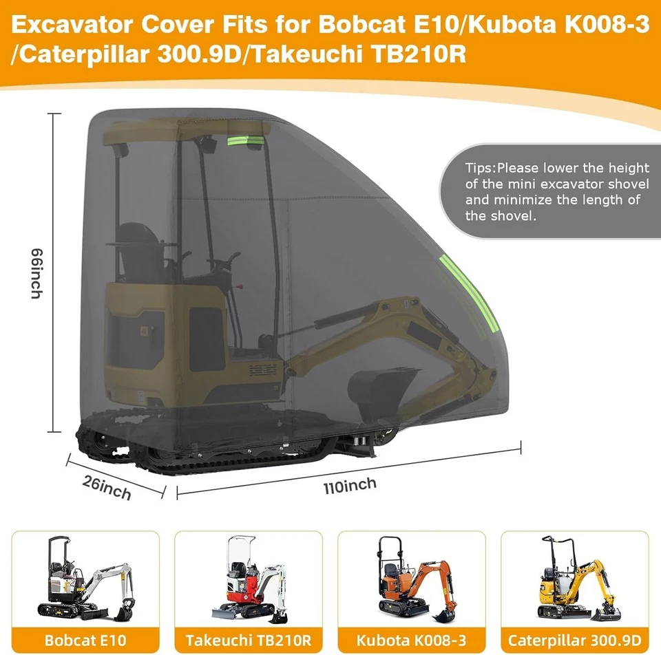 Cubierta Completa Para Mini Excavadoras Exterior Impermeable UV Nieve Polvo Resistente a la Lluvia Foto 2 de 4