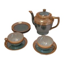 Vtg TT Takito Japan Lusterware Tea Set Incomplete Blue Peach Gold Wear READ