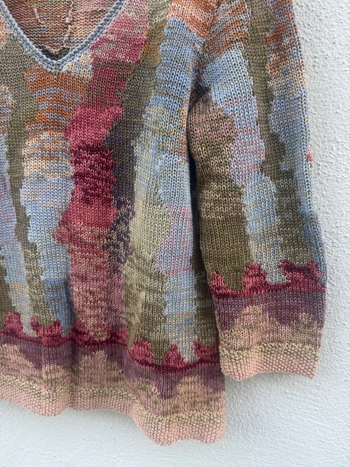 VTG Peruvian Connection Floral Bohemian Pullover Sweater SMALL Boho Grandma - Image 2 of 4