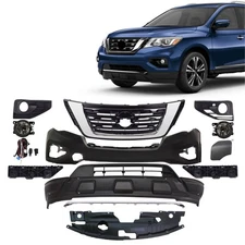 Front Bumper Cover Kit W/Grille/Fog Lights/Trims For 2017-2020 Nissan Pathfinder