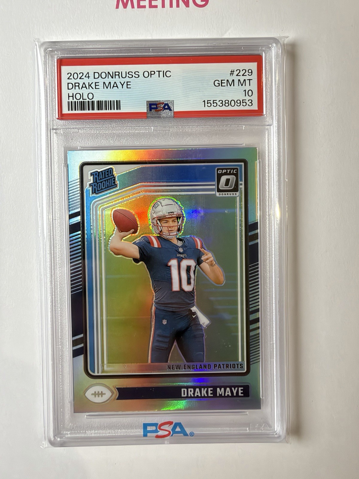 2024 Panini Donruss Optic Drake Maye Holo Rated Rookie #229 Patriots PSA 10