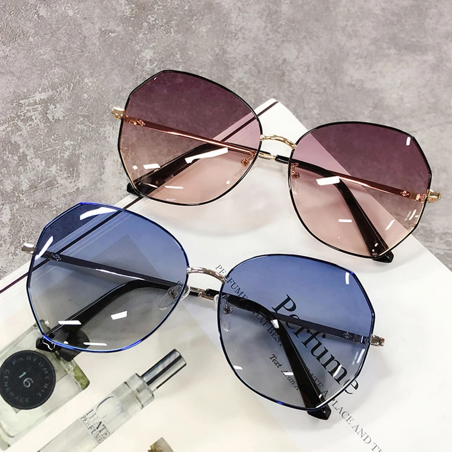 Sunglasses Women Men New Luxury Brand Design Retro Oval Alloy Travel Drive Frame image 3