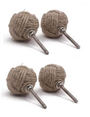 Antique Jute Rope Door Knobs - Pull and Push Handle Knobs for Set of 4