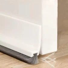 2.16" W x 39" L White Door Draft Stopper with Brush, Brush Door Seal for Protect