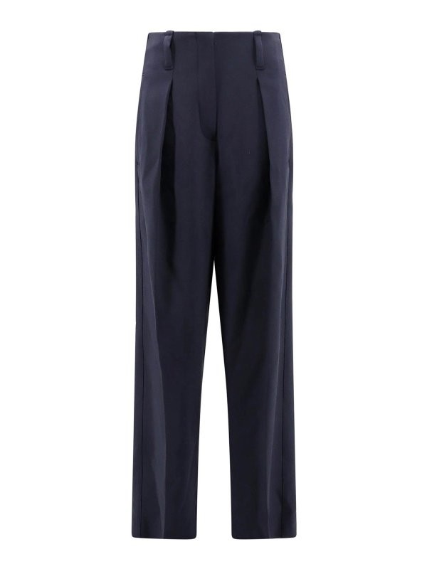 BRUNELLO CUCINELLI WOMEN'S NAVY PLEATED HIGH-WAISTED TROUSERS MSRP $2895