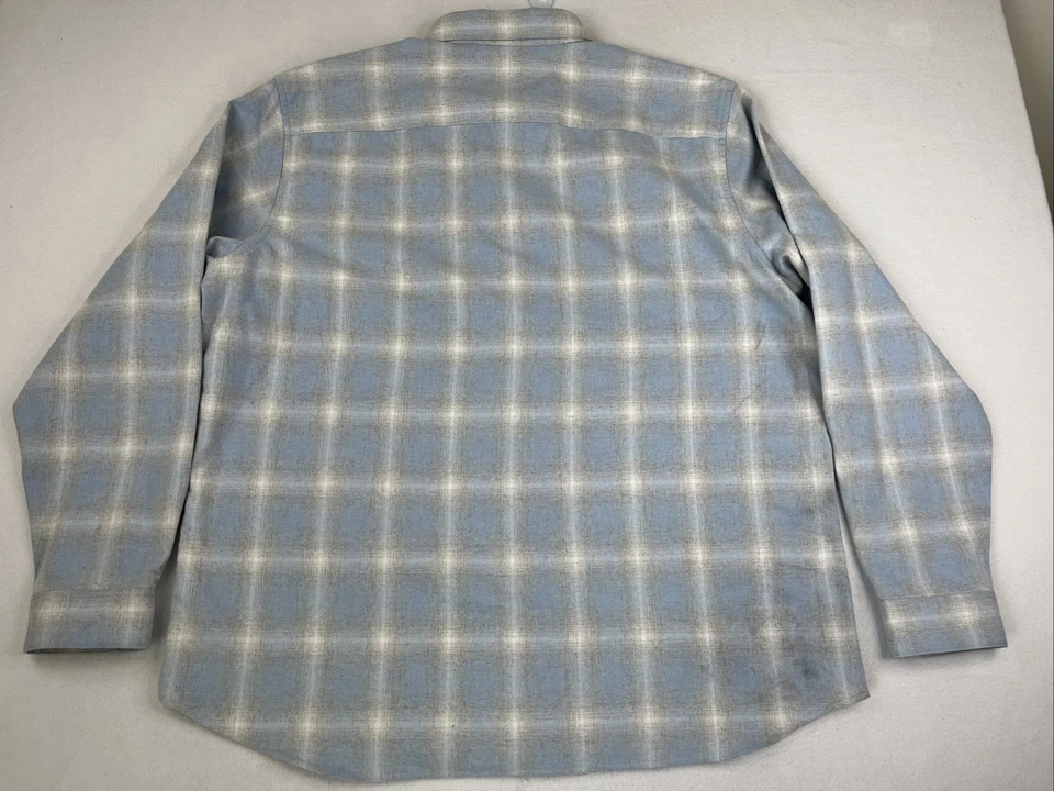 $285 Theory Irving franela desvanecida azul a cuadros para hombre talla XXL 2XL abotonada manga larga Foto 3 de 4