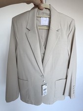 NWT MANGO MNG 200 Light Beige Suit Set Blazer S Vest XS