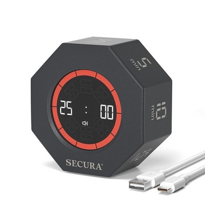 Secura Pomodoro Timer with 5/10/15/20/25/50/90 Min Presets, 3 Level Volume