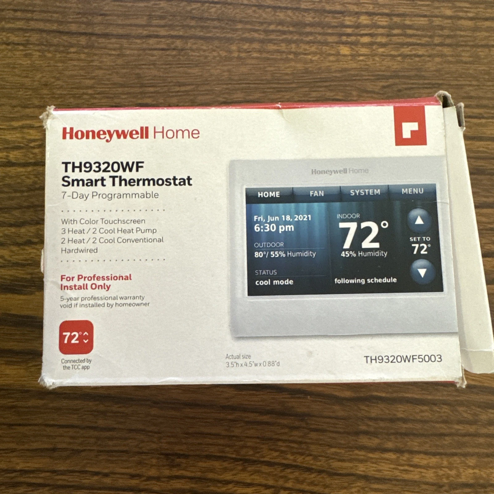 Honeywell TH9320WF5003 Wi-Fi Touchscreen Smart Thermostat Silver Programmable