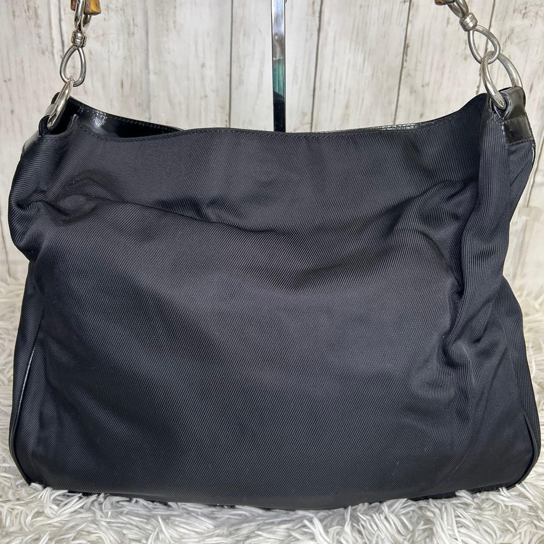 Minimal Bamboo Gucci Nylon Bag Handbag Black - GUCCI thumbnail 20