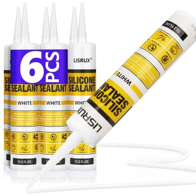LISRUX 6 Pack Advanced Silicone Caulk for Window  Door, 100 Waterproof Silico...
