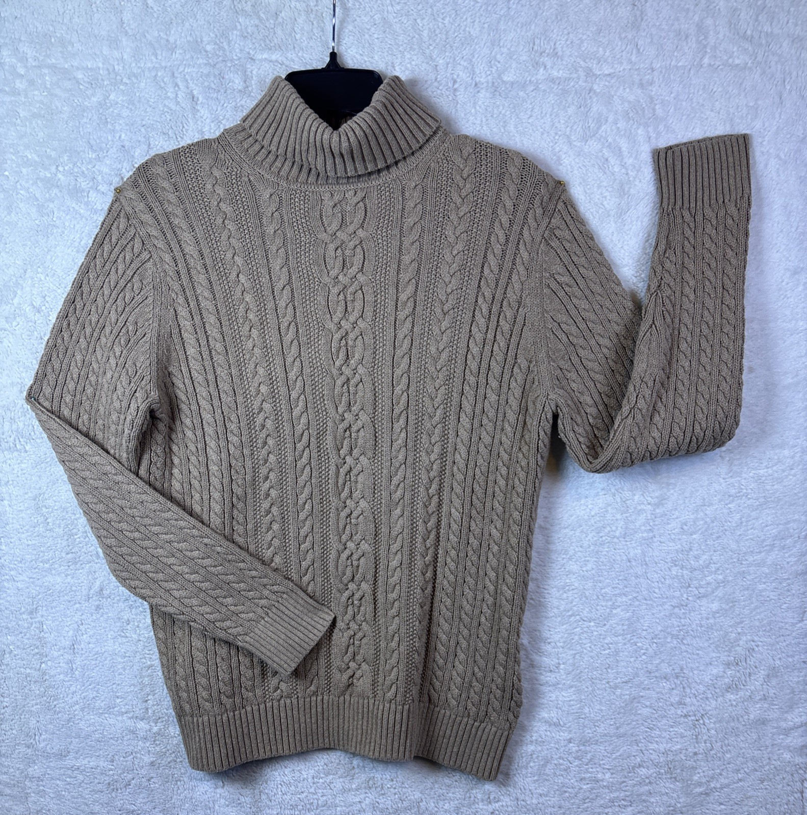 Amazon Essentials Large Tan Cable Knit Turtleneck… - image 1