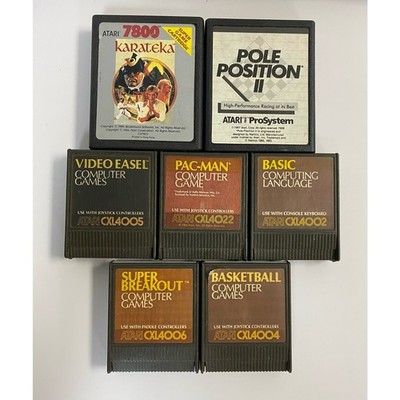 Lot of 7 Atari Video Games Cartridges   Pac-Man, Super Breakout, Karateka & More