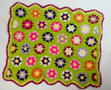 New Baby Floral Cradle Bassinet Receiving Blanket Handmade Crocheted