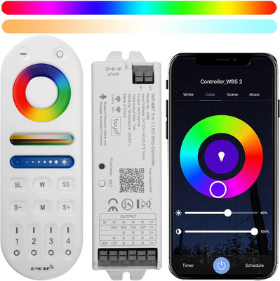 WB5+LM091 Wifi Remote Controller Kit for RGB CCT RGBW LED Strip Lights | 4-Zone
