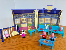 Peppa Pig Fold and Go Schoolhouse  Park Playground Swing 7 Figures  Furniture