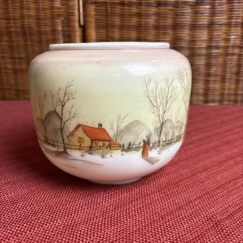 Vintage Hand Painted Milk Glass Hurricane Oil Style Lamp Light Shade Primitive