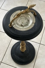 Vtg Gold Color Gazelle Art Deco MCM Ashtray Stand Cast Metal Embosograf Ashtray